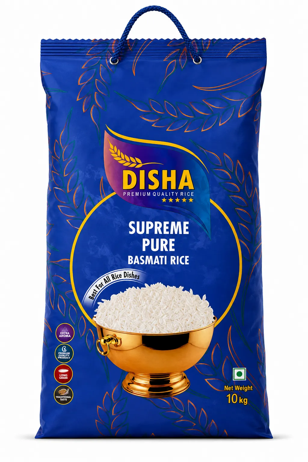 Disha Supreme Pure Basmati Rice 10kg | Premium Long Grain Indian Basmati Rice