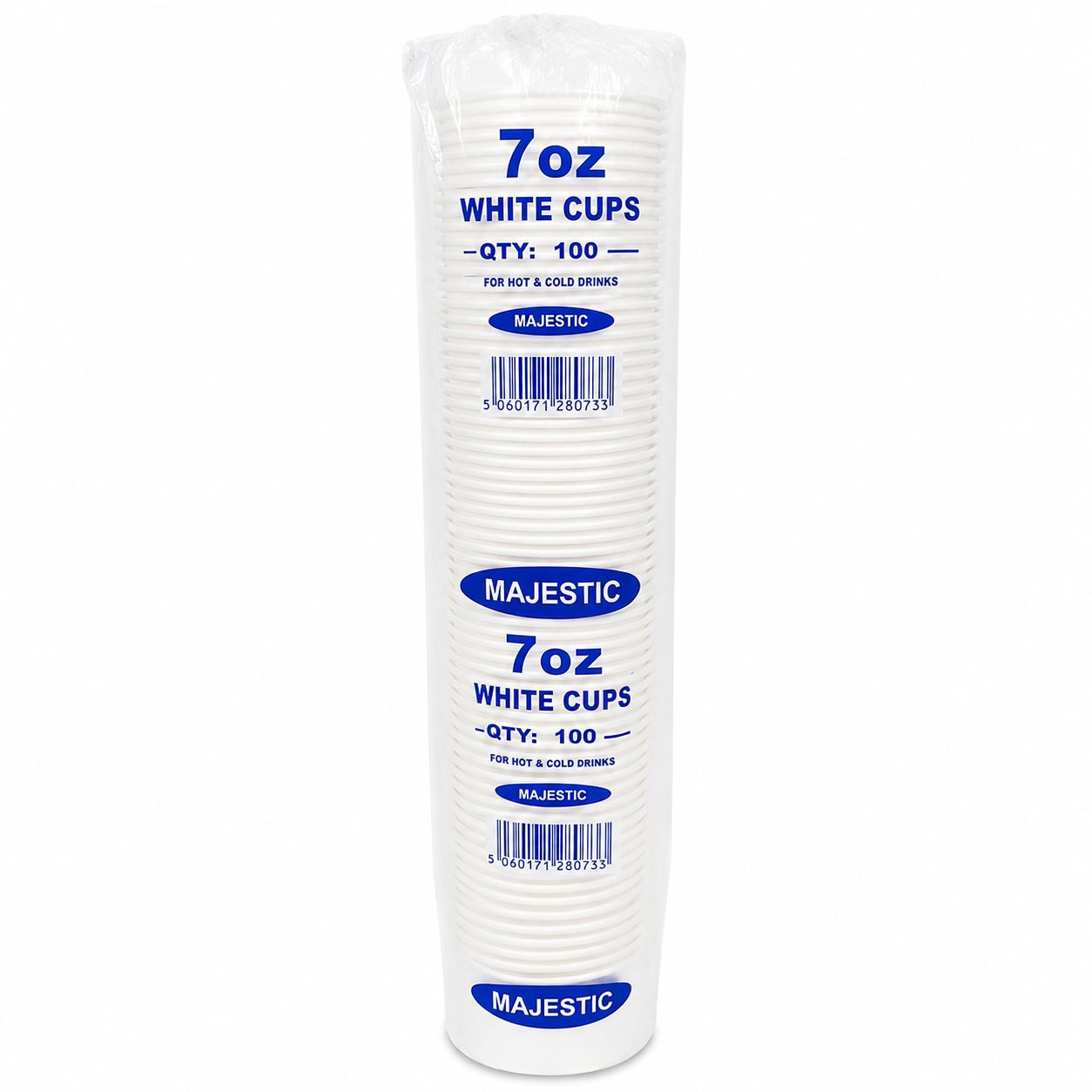 Majestic White Drinking Cups – 7oz, 100 Pack