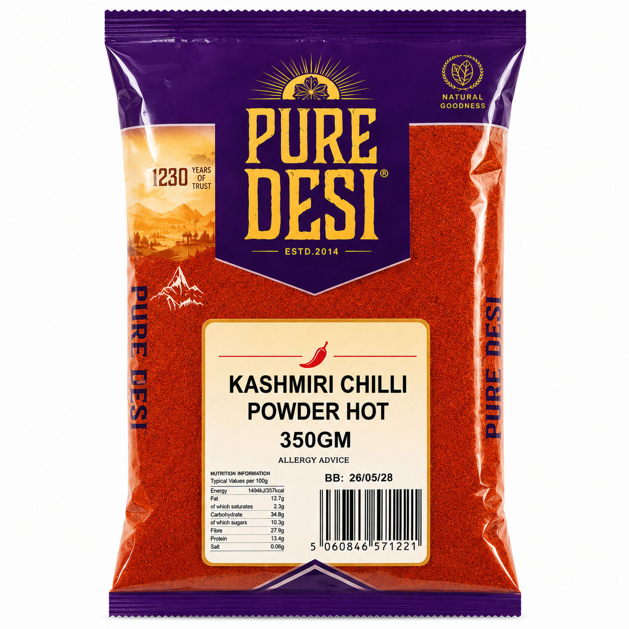Pure Desi Kashmiri Chilli Powder Hot – 350g