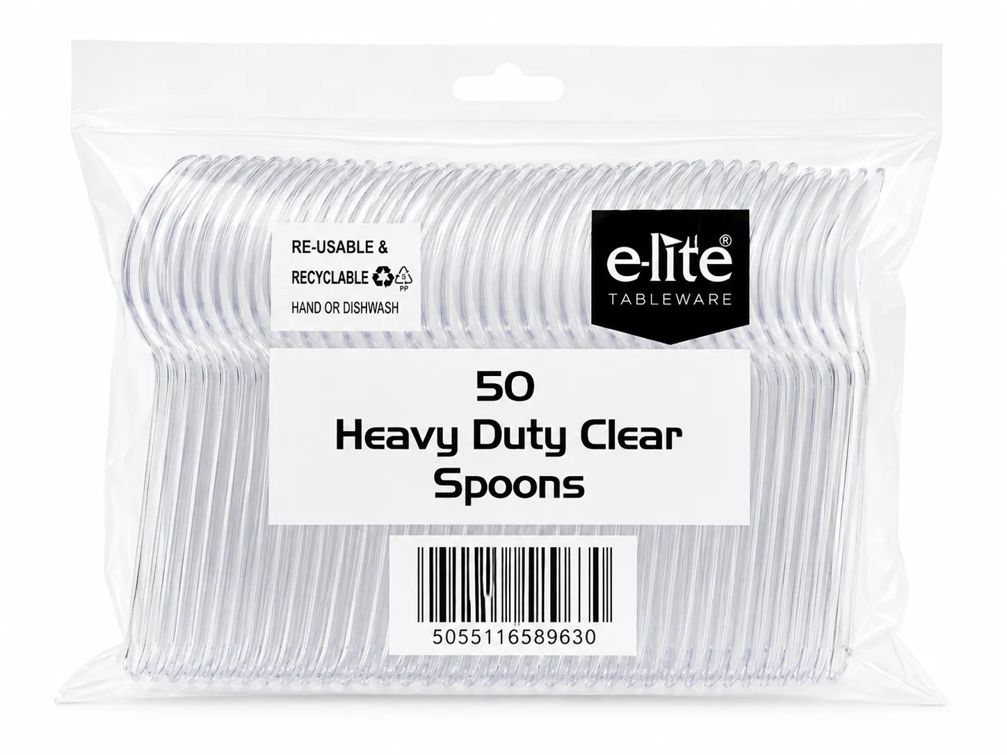 E-LITE CLEAR SPOONS HEAVY DUTY 50PCS