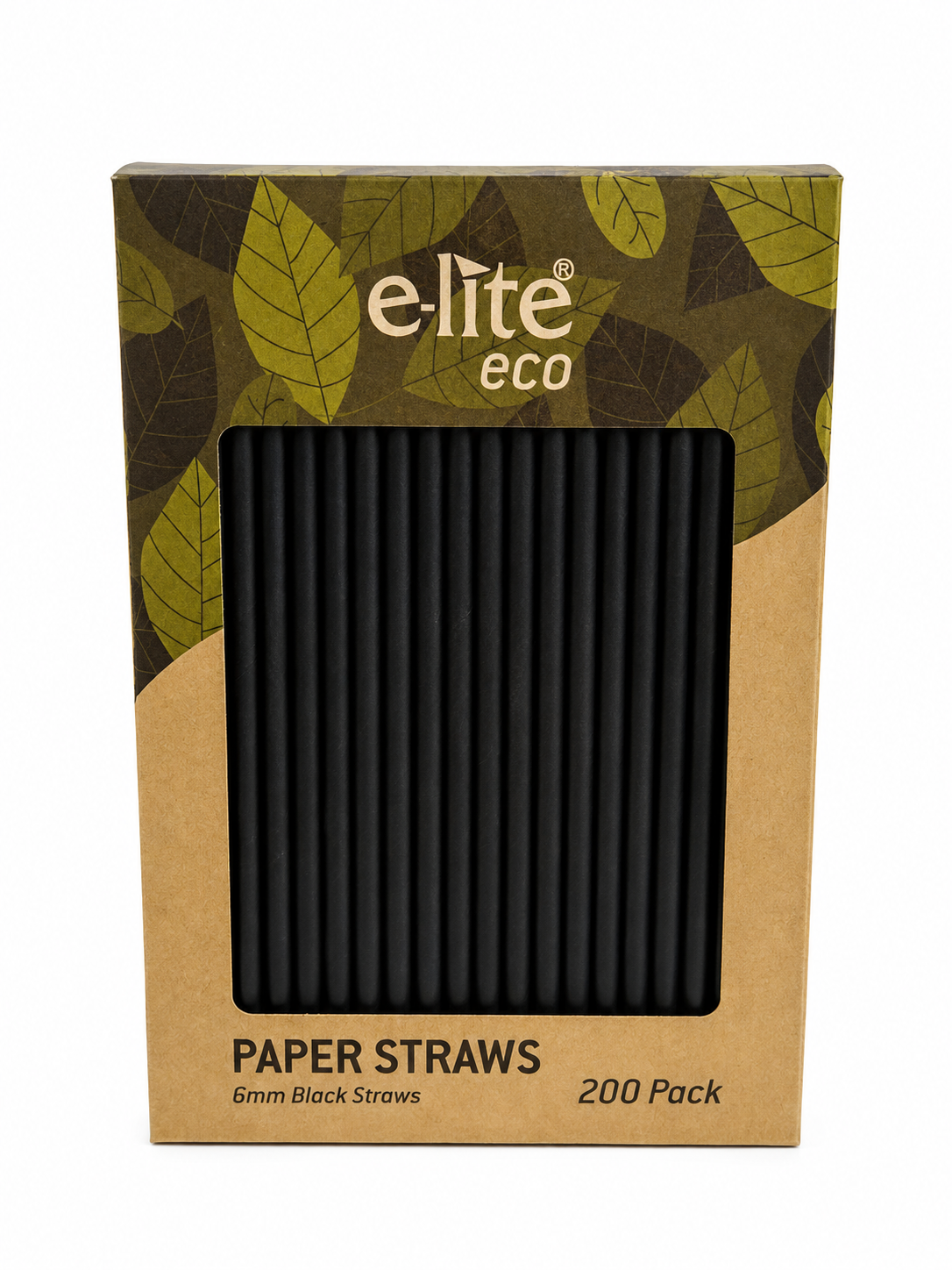E-LITE ECO Paper Straws 6mm Black – 200 Pack