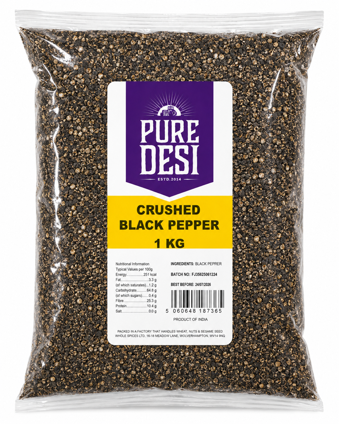 PURE DESI CRUSHED BLACK PEPPER 1KG