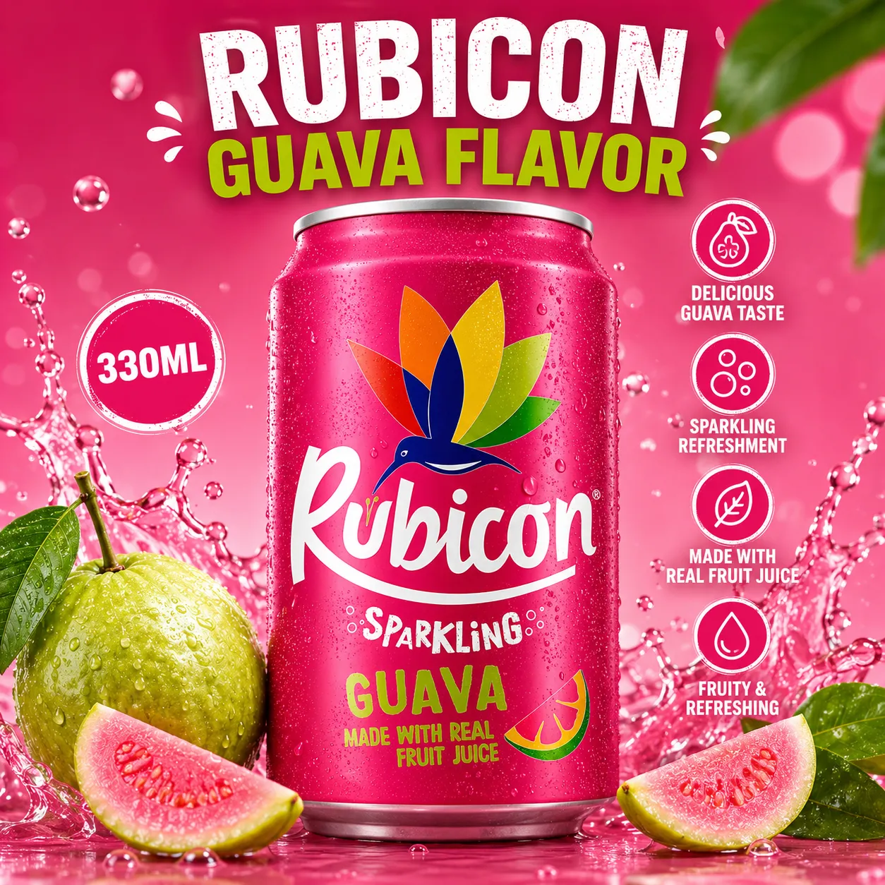 RUBICON GUAVA FLAVOR CAN 330ML