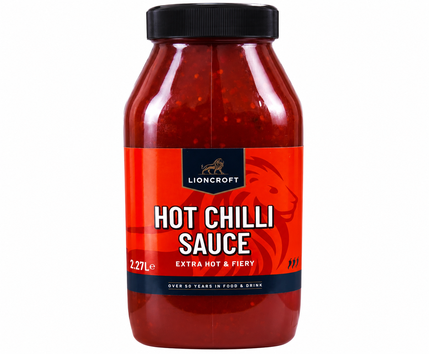 Lioncroft Hot Chilli Sauce Extra Hot & Fiery 2.27L Large Catering Bottle
