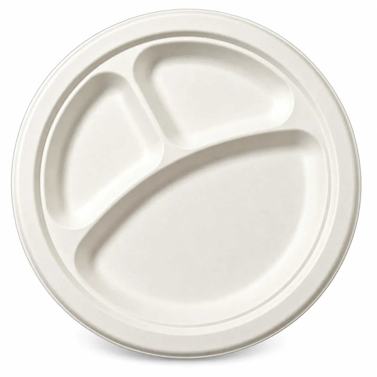 10″ 3 Section Bagasse Plates ( 50PCS )