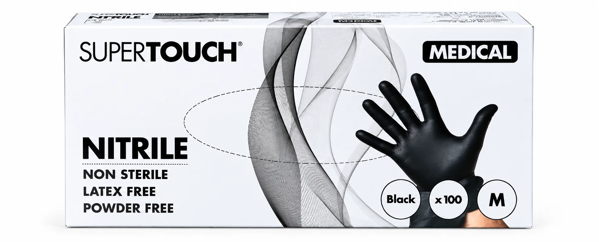Super Touch Medium Black Nitrile Gloves ( 100pcs )