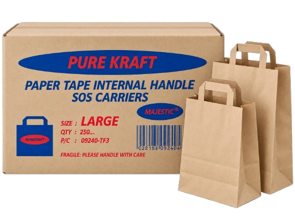 Majestic Pure Kraft Paper Tape Internal Handle SOS Carriers – Large